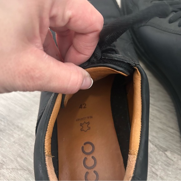 ECCO HOWELL TIE OXFOED LEATHER Shoes Sneakers Men\'s 8 8.5 42 Black Preppy